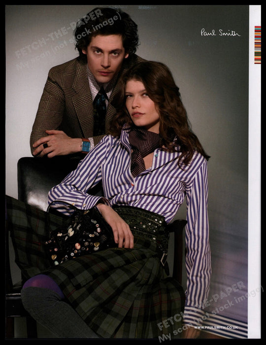 Paul Smith 2000s Print Advertisement 2005 Clothing Plaid Skirt Fetch-the-Paper