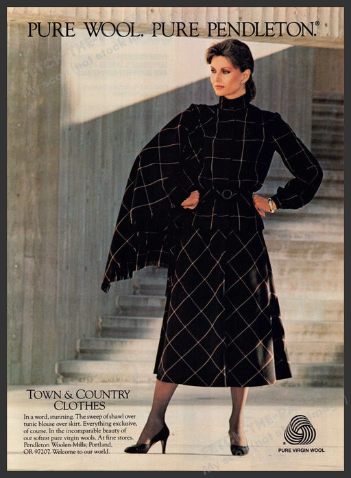 Pendleton Town & Country 1980s Print Advertisement 1982 Legs Fetch-the-Paper