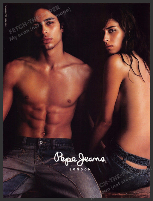 Pepe Jeans London 2000s Print Advertisement 2002 Bare Couple Fetch-the-Paper