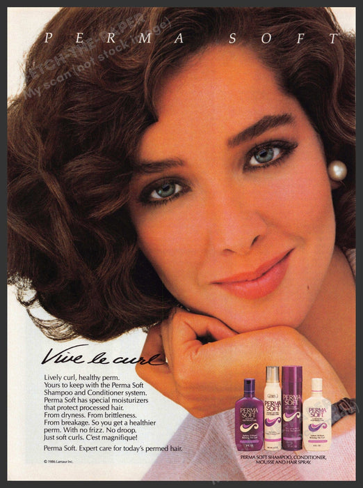 Perma Soft 1980s Print Advertisement Ad 1987 Hair Lively Curly Perm Perma Soft