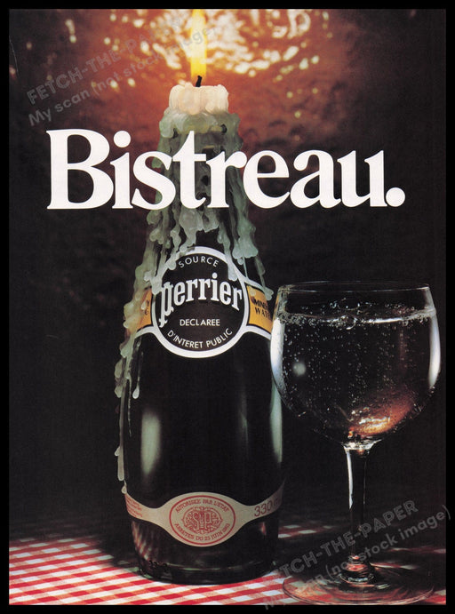 Perrier Declaree Bistreau 1980s Print Advertisement Ad 1982 Fetch the Paper!