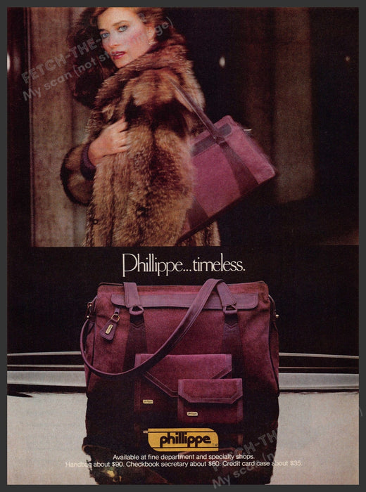 Phillippe Handbag Luggage 1980s Print Advertisement 1981 Fetch-the-Paper