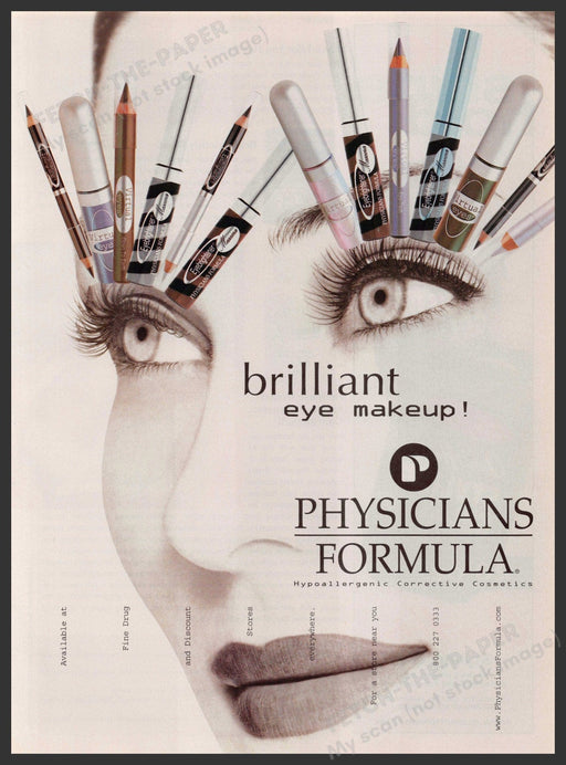 Physicians Formula 2000s Print Advertisement 2002 Brilliant Eye Makeup Lashes Fetch-the-Paper