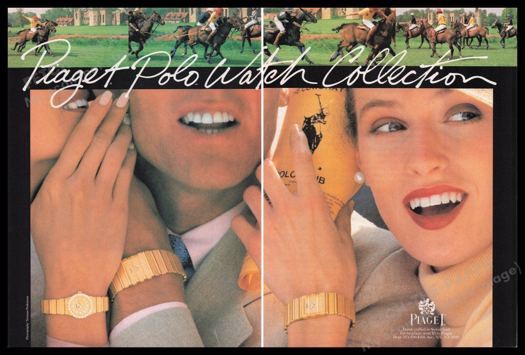 Piaget Watch Horse Polo 1980s Print Advertisement (2 pgs) 1988 Fetch the Paper!