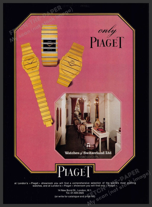 Piaget Watches of Switzerland 1980s Print Advertisement Ad 1982 Fetch the Paper!