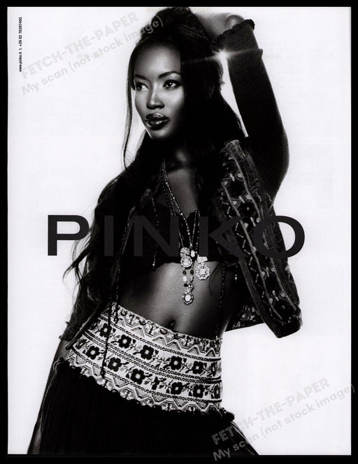 Pinko Naomi Campbell 2000s Print Advertisement 2005 Super Model Fetch-the-Paper