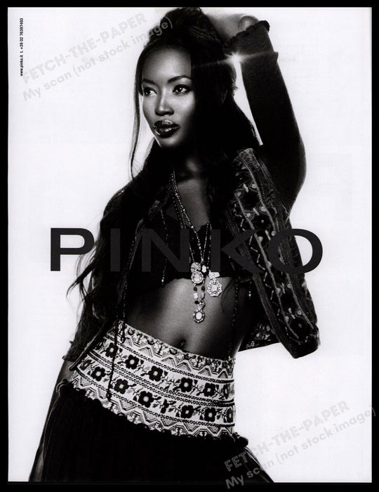 Pinko Naomi Campbell 2000s Print Advertisement 2005 Super Model Fetch-the-Paper