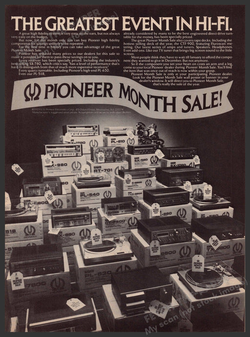 Pioneer Audio Equipment Month Sale 1970s Print Advertisement Ad 1979 Fetch-the-Paper