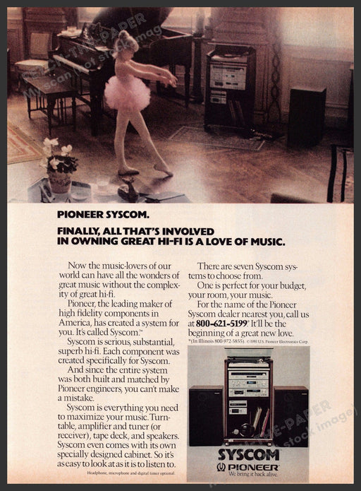 Pioneer Syscom 1980s Magazine Print Ad 1981 Ballet Dancing Little Girl Fetch-the-Paper