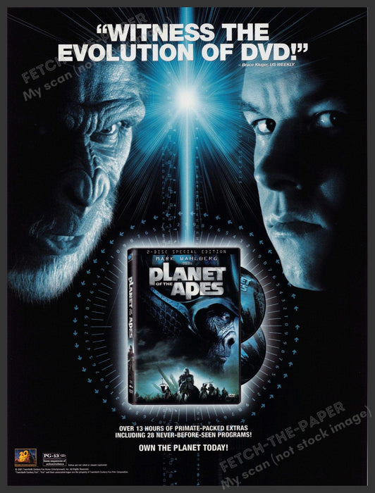 Planet of the Apes 2000s Print Advertisement 2001 Movie Release Wahlberg Fetch-the-Paper