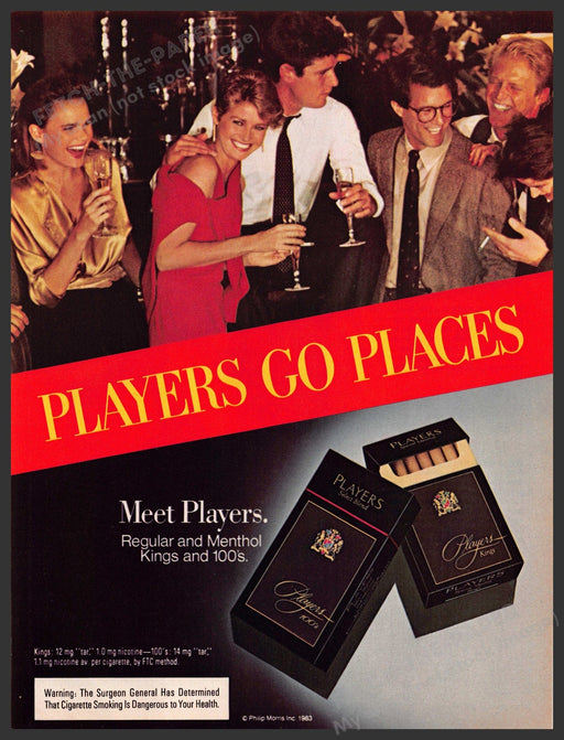 Players Cigarettes 1980s Magazine Print Advertisement 1983 Friends Drinking Players Cigarettes