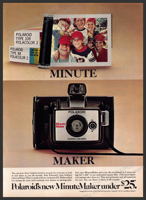 Polaroid MinuteMaker 1970s Print Advertisement 1977 Camera Polaroid