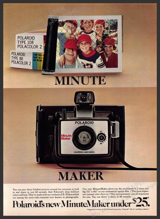 Polaroid MinuteMaker 1970s Print Advertisement 1977 Camera Polaroid