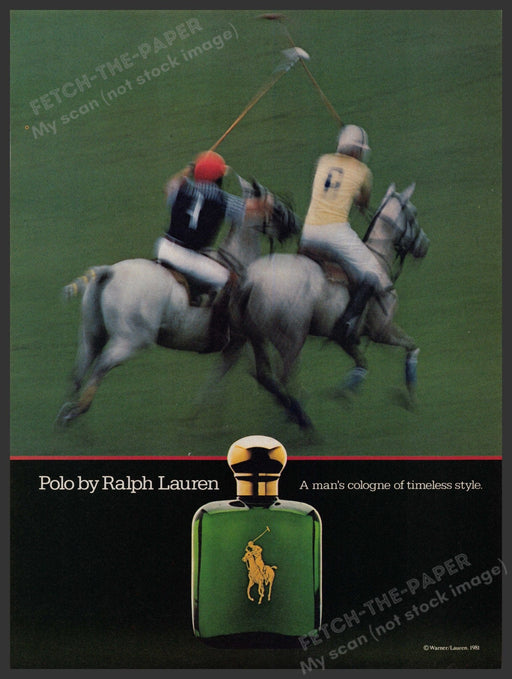 Polo by Ralph Lauren Cologne 1980s Print Advertisement Ad 1981 Horses Game Fetch-the-Paper