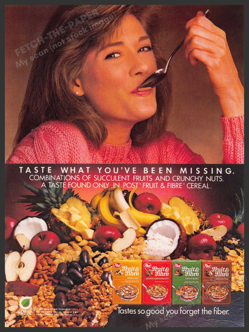 Post Fruit & Fibre 1980s Print Ad1987 "Taste what you've been missing" Post