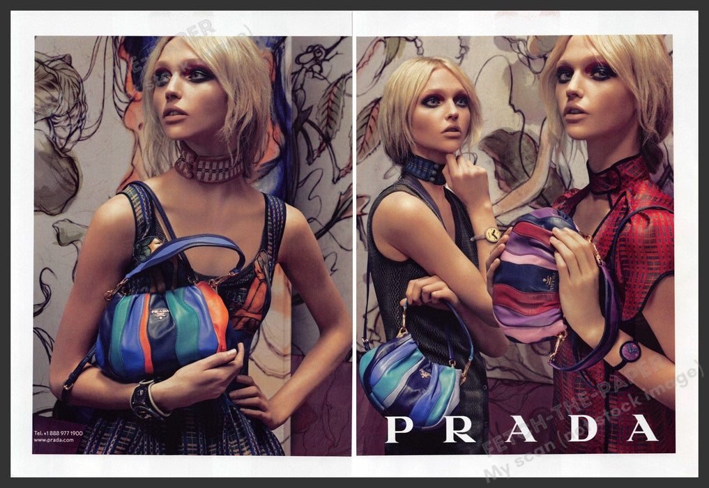 Prada 2000s Print Advertisement (2 pages) 2008 Handbags Colorful Blonde Model Prada