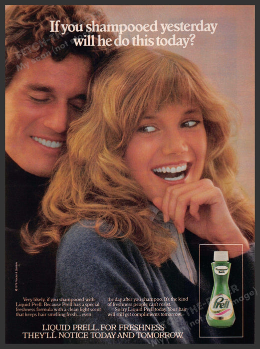 Prell Shampoo 1970s Print Advertisement 1979 "Freshness today and tomorrow" Prell