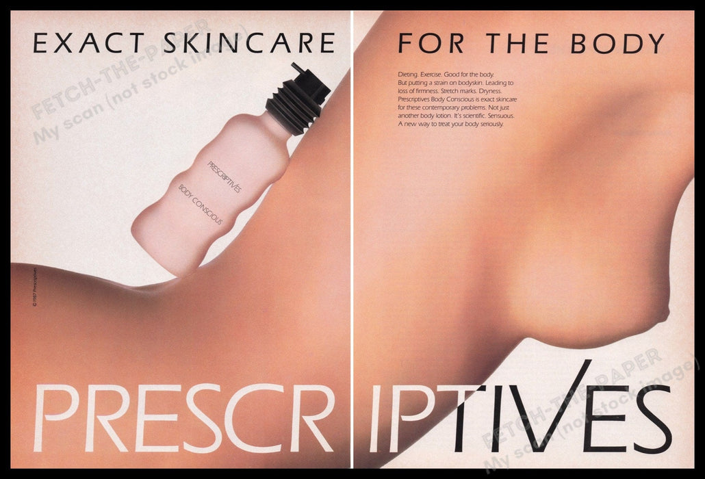 Prescriptives 1980s Print Advertisement (2 pgs) 1987 Fetch the Paper!