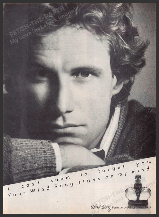 Prince Matchabelli Wind Song 1980s Print Advertisement 1982 "Can't forget you" Prince Matchabelli