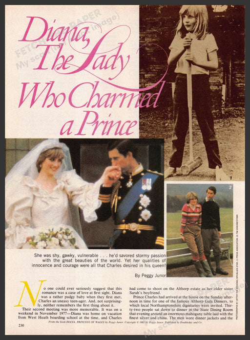 Princess Diana Charmed a Prince Vintage Magazine Article 1980s (4 pages) 1983 Fetch-the-Paper