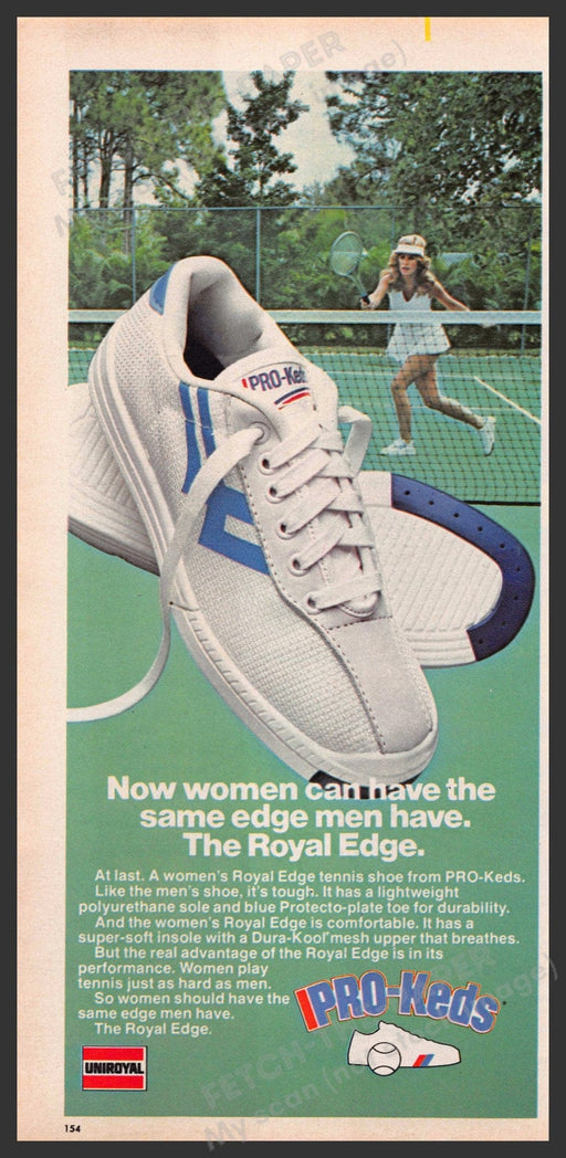 Pro-Keds Shoes 1970s Print Advertisement 1977 Woman Playing Tennis Pro-Keds