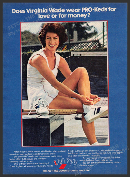 Pro-Keds Virginia Wade 1970s Print Advertisement 1979 Legs Wimbledon Tennis Pro-Keds