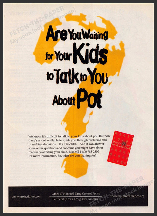 Project Know 1990s Print Advertisement 1998 Talking to Kids about Pot Project Know