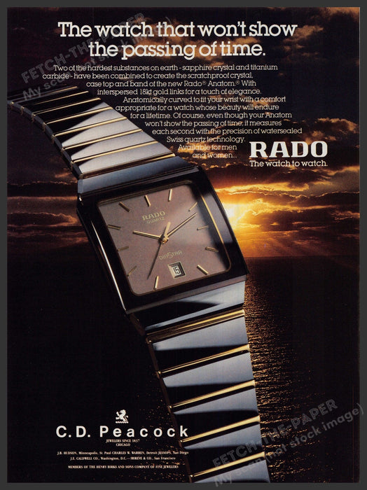 Rado Anatom Watch 1980s Print Advertisement Ad 1987 "The watch to watch" Fetch-the-Paper
