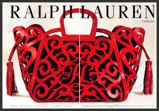 Ralph Lauren 2010s Print Advertisement (2 page) 2013 Red Cut Out Tote Fetch-the-Paper