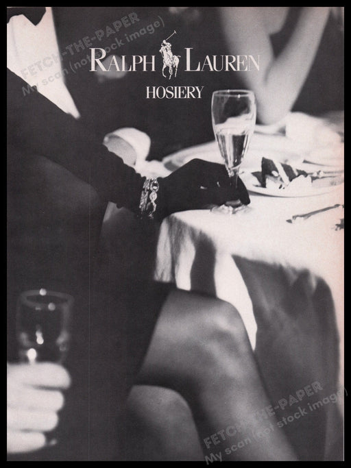 Ralph Lauren Hosiery 1980s Print Advertisement Ad 1987 Fetch the Paper!