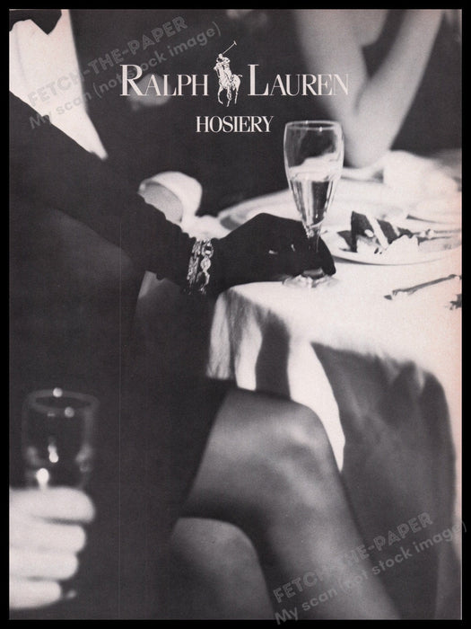Ralph Lauren Hosiery 1980s Print Advertisement Ad 1987 Fetch the Paper!