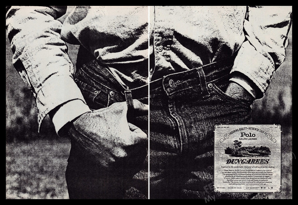 Ralph Lauren Polo Dungarees Jeans 1980s Print Advertisement (2 Page) 1985 Fetch-the-Paper