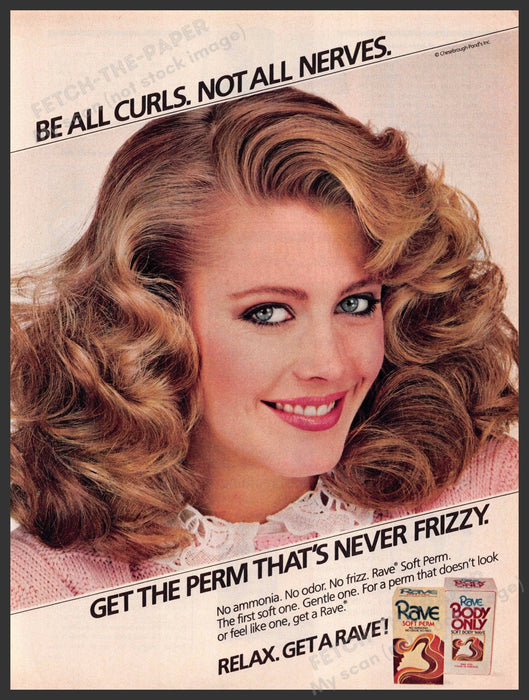 Rave 1980s Magazine Print Advertisement 1983 Soft Perm Wavy Hair Curls Rave