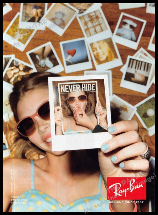 Ray-Ban 2010s Magazine Print Ad 2011 "Never Hide" Polaroid Photos Floor Model Ray-Ban