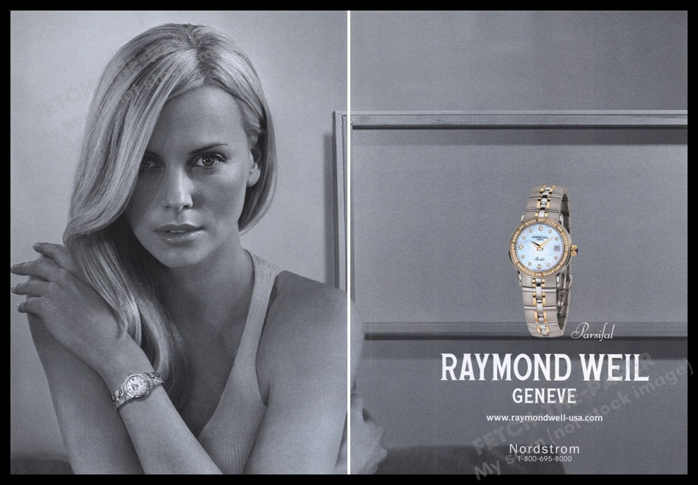 Raymond Weil Charlize Theron 2000s Print Advertisement (2 pgs) 2005 Fetch the Paper!