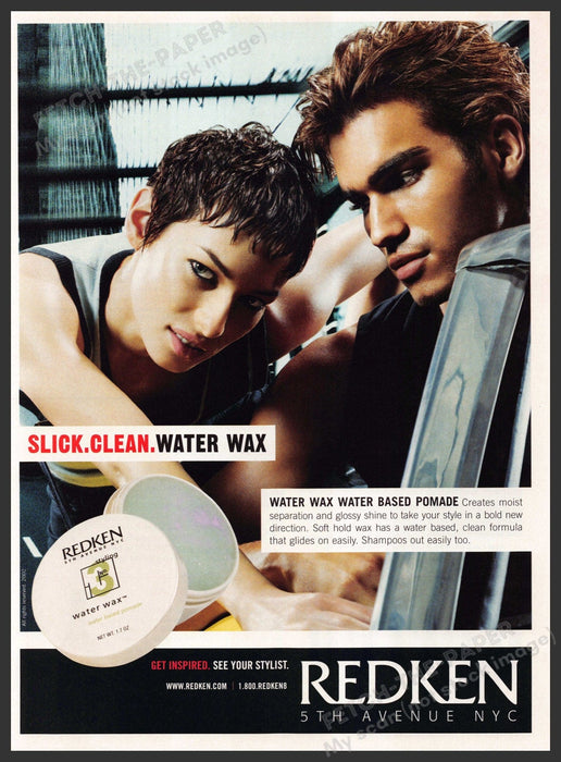 Redken 2000s Print Advertisement Ad 2002 Couple Water Wax Redken