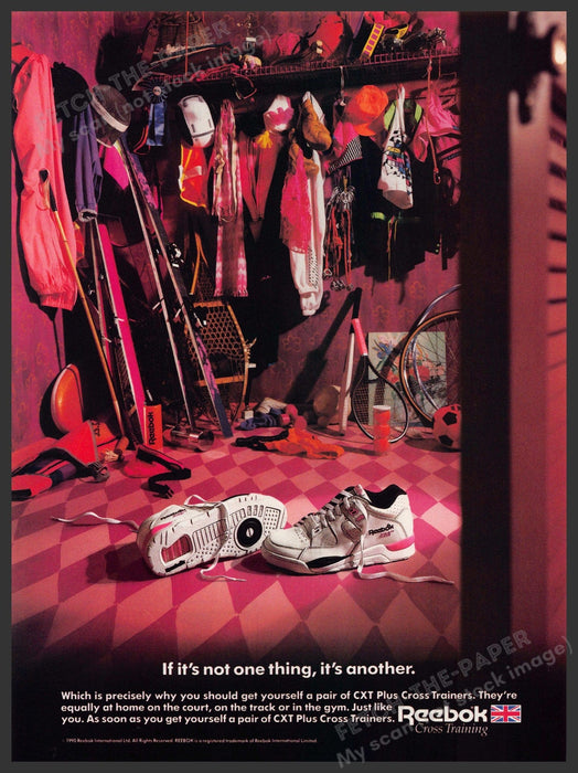 Reebok 1990s Magazine Print Advertisement 1990 CXT Cross Trainers Sports Closet Reebok