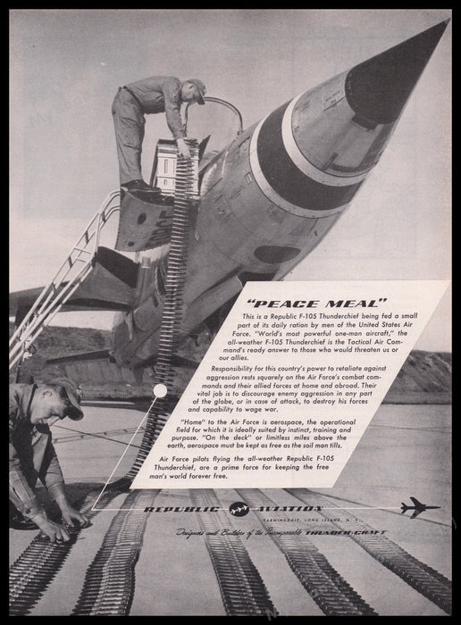 Republic Aviation F-105 Thunderchief Ration 1950s Print Advertisement Ad 1959 Fetch the Paper!