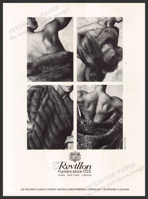 Revillon Furriers 1980s U.K. Print Advertisement Ad 1986 Fur Bare Revillon Furries