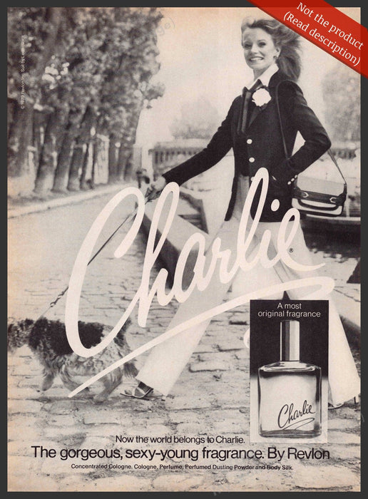 Revlon 1980s Magazine Print Advertisement 1981 Charlie Terrier Dog Walking Fetch-the-Paper