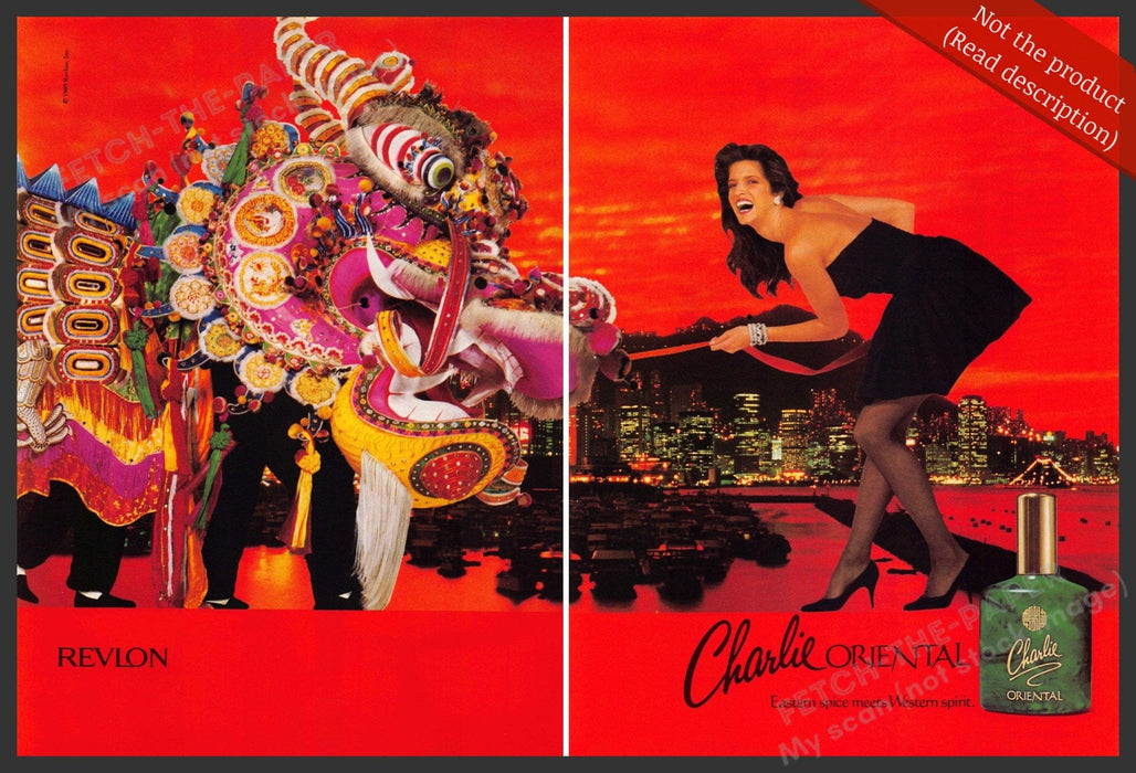 Revlon 1980s Magazine Print Advertisement (2 pages) 1989 Charlie Oriental Dragon Revlon