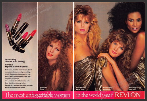 Revlon 1980s Print Advertisement (2 page) 1987 Super Lustrous Lipstick Revlon
