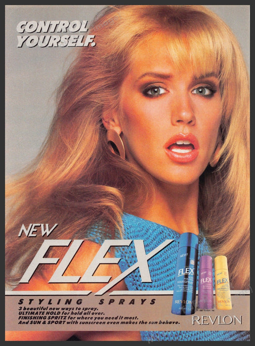 Revlon 1980s Print Advertisement Ad 1988 Hair "Control Yourself" Flex Spray Revlon