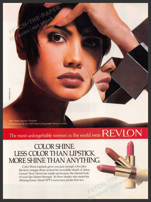 Revlon 1990s Magazine Print Advertisement 1990 Color Shine Lipstick Lips Revlon