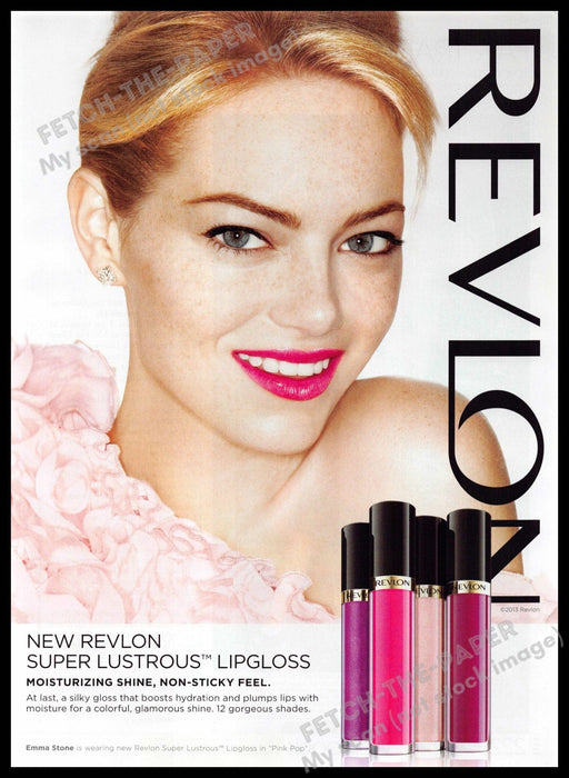 Revlon 2010s Print Ad 2013 Emma Stone Super Lustrous Lipgloss (Not the product) Revlon