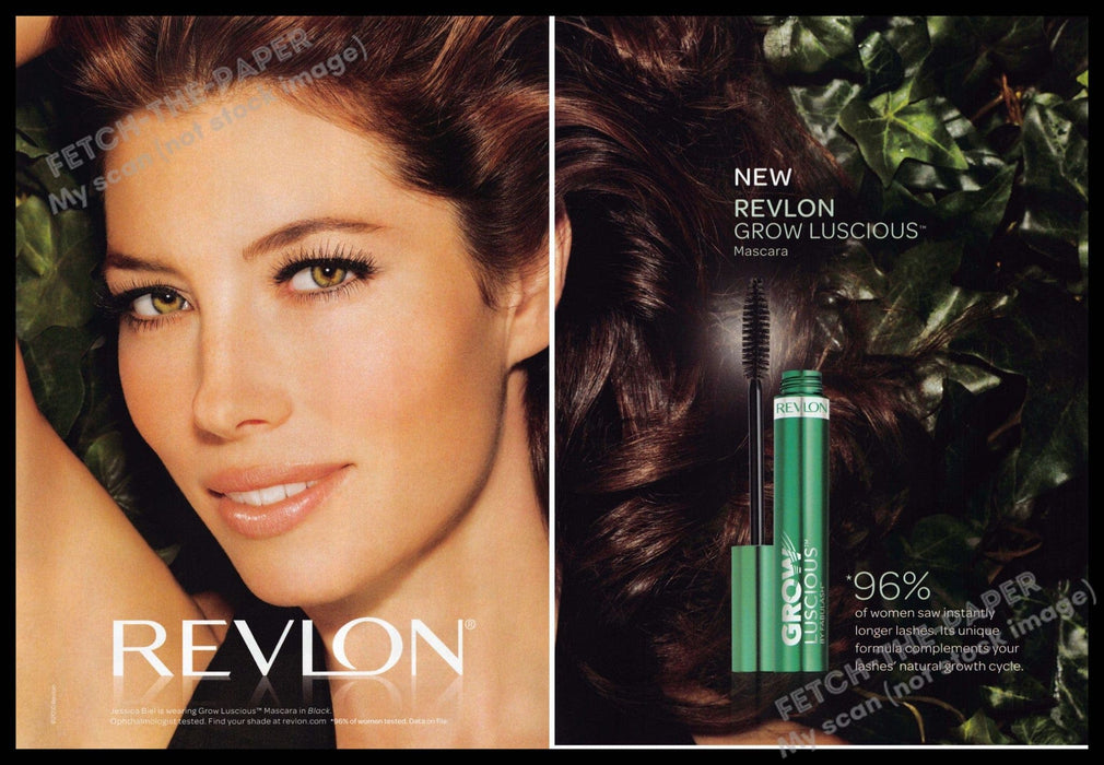 Revlon 2010s Print Advertisement (2 page) 2010 Jessica Biel Grow Lucious Fetch-the-Paper