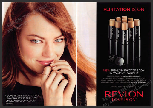 Revlon 2010s Print Advertisement (2 pages) 2015 Emma Stone Photoready Beauty Revlon