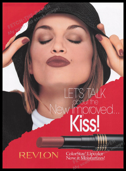 Revlon Cindy Crawford 1990s Print Advertisement Ad 1997 Cosmetics Fetch the Paper!