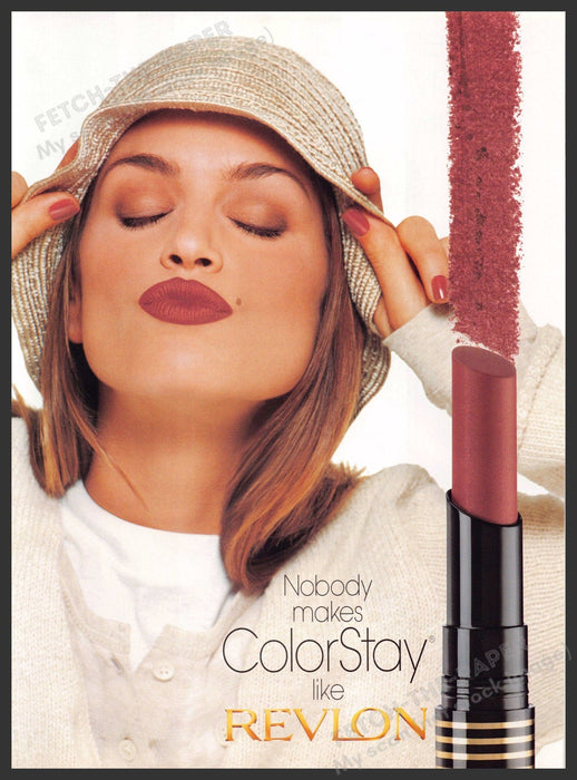 Revlon Colorstay 1990s Magazine Print Advertisement 1998 Cindy Crawford Lips Revlon Colorstay