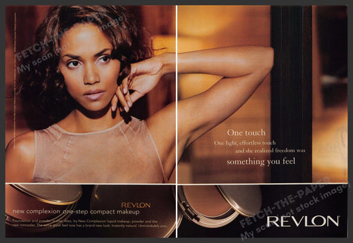 Revlon Cosmetics 2000s Print Advertisement (2pg centerfold) 2004 Halle Berry Fetch-the-Paper